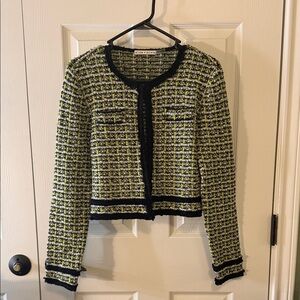 Alice + Olivia Black and Yellow Tweed Cardigan